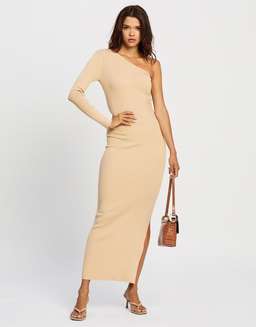 Aere One Shoulder Knit Maxi Dress Cream Size 8  for rent on The Volte - image 1