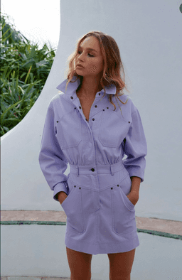 Shona Joy Chiara Utility Mini Dress Lavender Size 12 - Runs Small (more like Size 10) for rent on The Volte - image 1