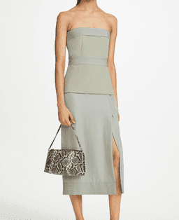 Dion Lee Belted Stitch Strapless Dress Green Size 10