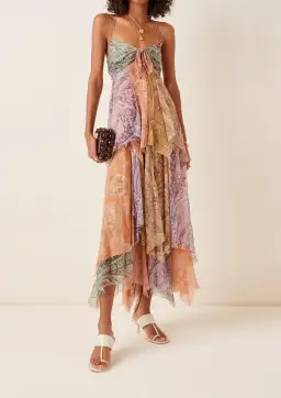 Zimmermann Brighton Hanky Hem Midi Dress Print Size 8