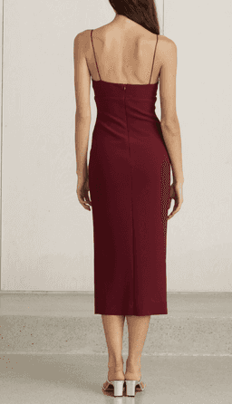 BEC AND BRIDGE LEA SPLIT MIDI DRESS BURGUNDY