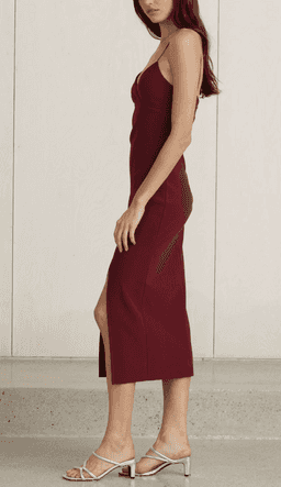 BEC AND BRIDGE LEA SPLIT MIDI DRESS BURGUNDY