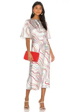 C/MEO Collective My Way Short Sleeve Dress in Ivory Rainbow Size AU 12 for rent on The Volte - image 1