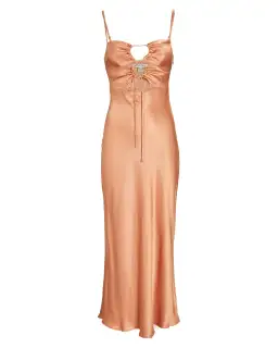 Shona Joy Eloise Lace Up Midi Dress Caramel Brown Size AU 6 for rent on The Volte - image 4