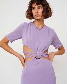 Suboo Asha Lurex Cut Out Midi Dress Purple Size 6