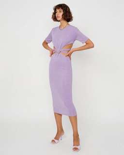 Suboo Asha Lurex Cut Out Midi Dress Purple Size 6