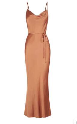 Shona Joy La Lune Bias Cowl Midi Dress Orange Size 8 for rent on The Volte - image 2