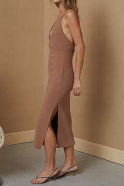 Bec & Bridge Maddison V Midi Dress Brown Size 14