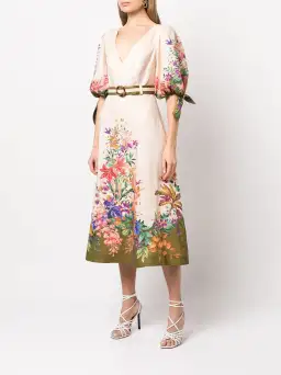 Zimmermann Tropicana Tie Sleeve Midi Dress Size 12 for rent on The Volte - image 2
