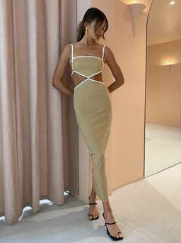 Bec and Bridge Coyote Midi Dress Camel Size 10 for rent on The Volte - image 1