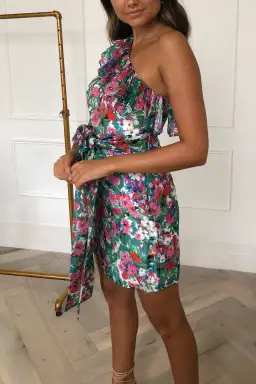 Talulah Better Together One Shoulder Mini Dress Floral Print Size 8