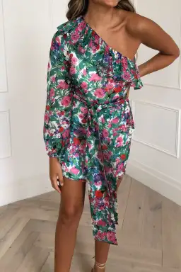 Talulah Better Together One Shoulder Mini Dress Floral Print Size 8