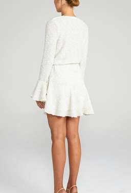Shona Joy Aimee Frill Cuff Drawstring Mini Dress White Size 12