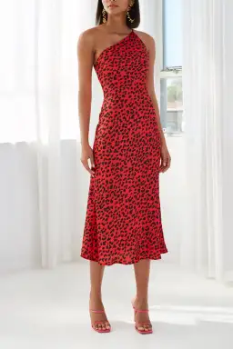 By Johnny Ruby Leopard Asymmetric Bias Dress Print