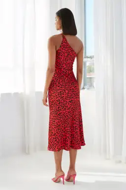 By Johnny Ruby Leopard Asymmetric Bias Dress Print