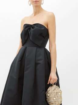 Rochas Bow Bodice Puffed Satin Gown Black Size 6 for rent on The Volte - image 2