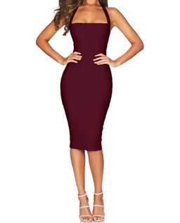 Love Nookie Boulevard Midi Dress Burgundy Size 6 for rent on The Volte - image 1