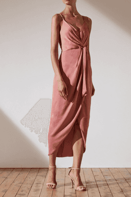 Shona Joy Luxe Tie Front Cocktail Dress Pink - Size 10