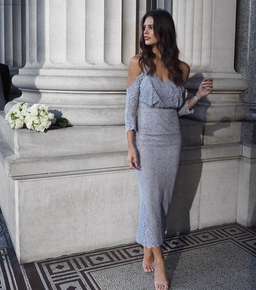 Elle Zeitoune Kendra Dress Gray Size 6 for rent on The Volte - image 3