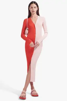 Staud Shoko Sweater Dress Orange Pink Size 8