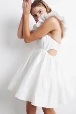 Aje Midsummer Mini Dress Ivory Size 4 for rent on The Volte - image 4