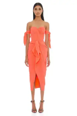 Eliya The Label Yolanda Midi Dress Orange Size 8 for rent on The Volte - image 1