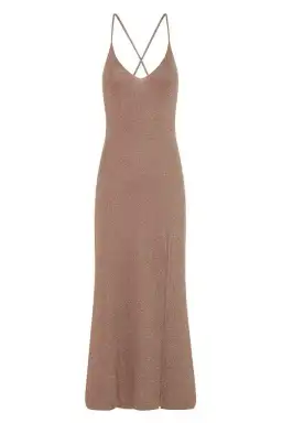 Spell Petra Metallic Knit Slip Dress Brown Size 12 for rent on The Volte - image 4