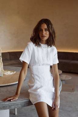 Dissh Nova Linen Mini Dress White Size 6 / XS for rent on The Volte - image 4