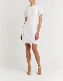 Dissh Nova Linen Mini Dress White Size 6 / XS for rent on The Volte - image 1