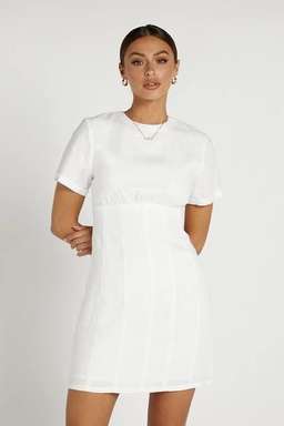 Dissh Nova Linen Mini Dress White Size 6 / XS for rent on The Volte - image 2