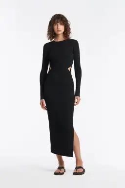 Sir The Label Celena Draped Midi Dress Black | AU 10