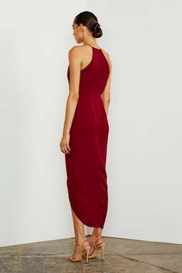 Shona Joy - Core high Neck Ruched Dress - Burgundy  for rent on The Volte - image 2