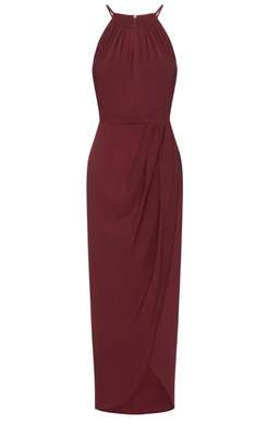 Shona Joy - Core high Neck Ruched Dress - Burgundy  for rent on The Volte - image 3
