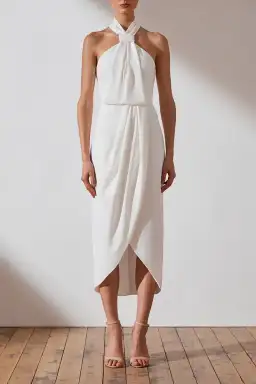 Shona Joy Core Knot Draped Dress White