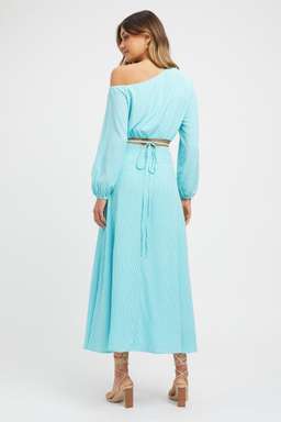 Kookai Brady Long Sleeve Top & Midi Skirt Set Blue Size 10