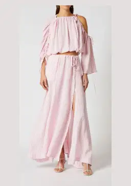 Scanlan Theodore Gingham Drawcord Top and Skirt Set Pink Size 12 for rent on The Volte - image 1