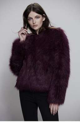 Unreal Fur Dream Jacket in Plum size 8  for rent on The Volte - image 4