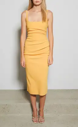 Bec and Bridge Karina Tuck Midi Dress Orange Size 8