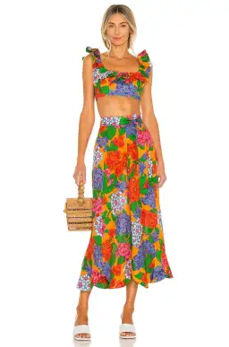 Zimmermann Riders Frill Neck Cropped Top Floral Print Size 6 for rent on The Volte - image 1