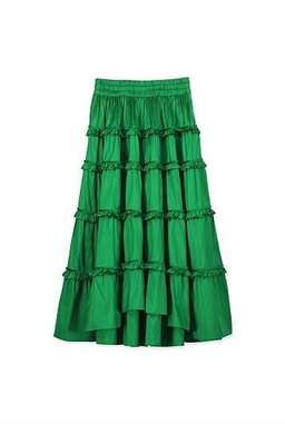 Country Road Green Silk Tiered Skirt Size 8  (Never worn) for rent on The Volte - image 4