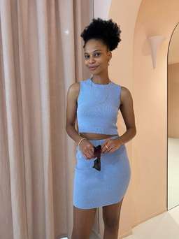 Bec & Bridge Mimi Knit Top and Mini Skirt Set Blue Size 10 for rent on The Volte - image 1