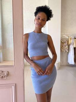 Bec & Bridge Mimi Knit Top and Mini Skirt Set Blue Size 10 for rent on The Volte - image 4