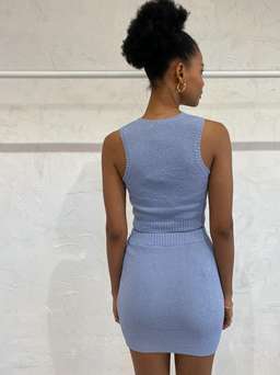 Bec & Bridge Mimi Knit Top and Mini Skirt Set Blue Size 10 for rent on The Volte - image 2