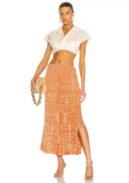 Christopher Esber Pleated Knit Tie Skirt Orange Size 8 for rent on The Volte - image 1