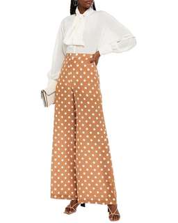 Zimmerman Silk Wide Leg Pants Brown Print Size 0 / AU 8