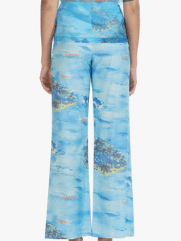 "Staud" Blue island pant/crop set, tropical print, size 10, RRP $330