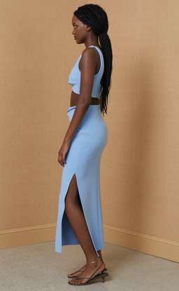 Bec & Bridge Clover Top & Midi Skirt Set Sky Blue Size 10