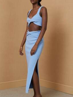 Bec & Bridge Clover Top & Midi Skirt Set Sky Blue Size 10