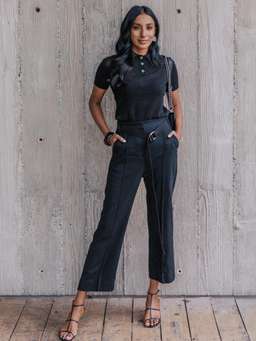 Viktoria and Woods Double Polo Knit Top Black Size 8 for rent on The Volte - image 1