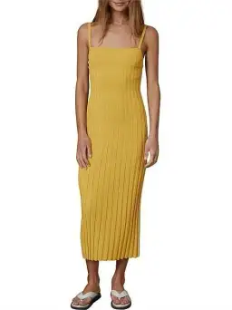 Bec and Bridge Antoinette knit midi dress Straw Yellow Size 8